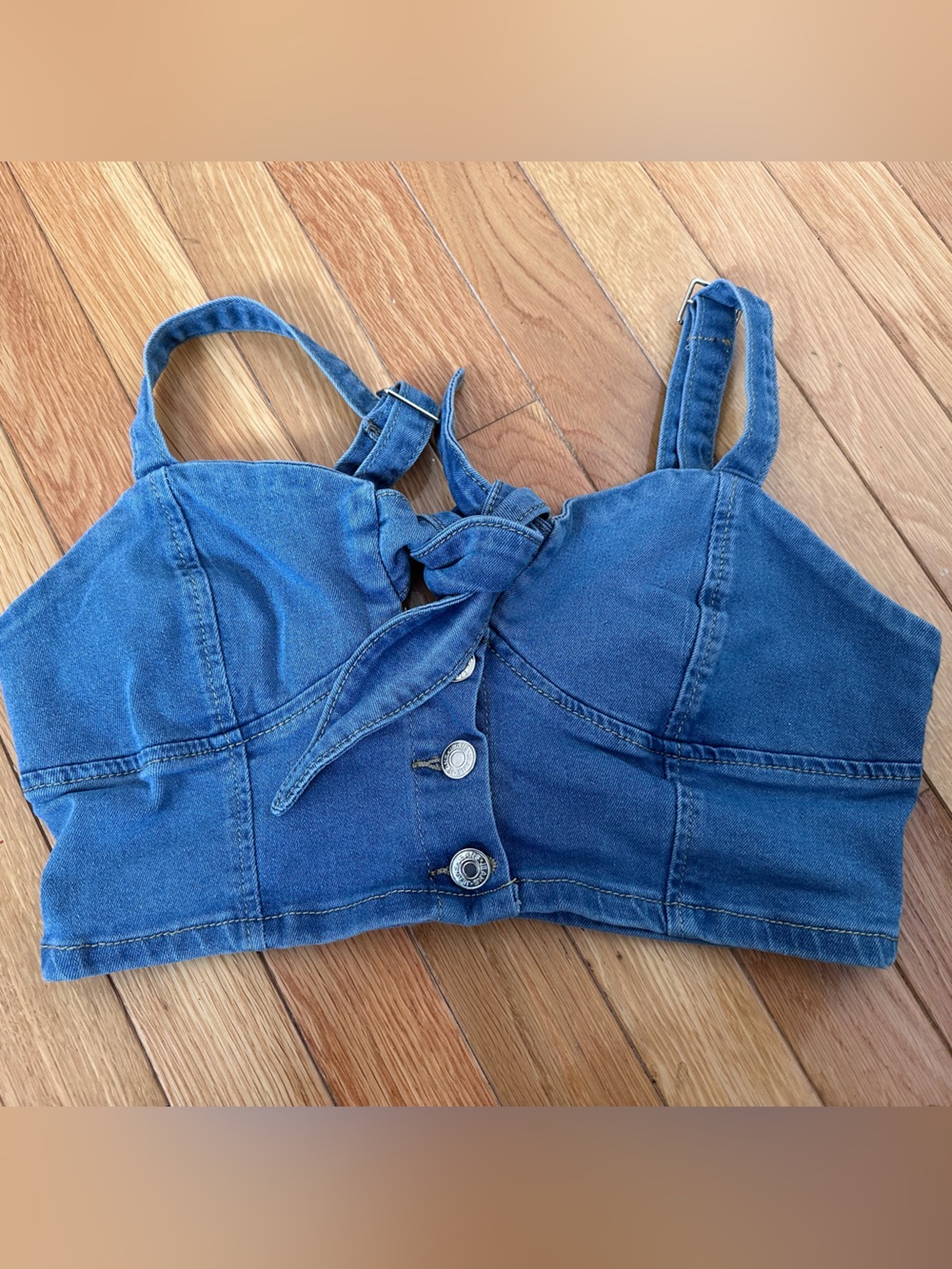 Denim Crop Tank Top in Medium